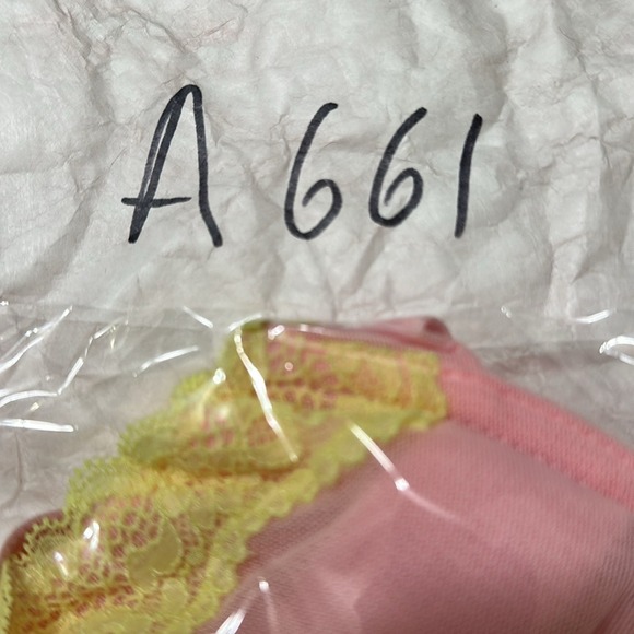 NWT Victoria's Secret Tease Unlined Demi Bra Pink Yellow Lace Trim 36D - Picture 6 of 6